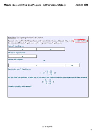 Module 4 Lesson 28 Two­Step Problems—All Operations.notebook
16
April 22, 2015
Mar 23­3:27 PM
 