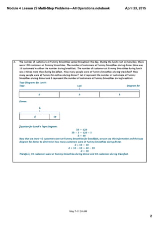 Module 4 Lesson 29 Multi­Step Problems—All Operations.notebook
2
April 23, 2015
May 7­11:24 AM
 