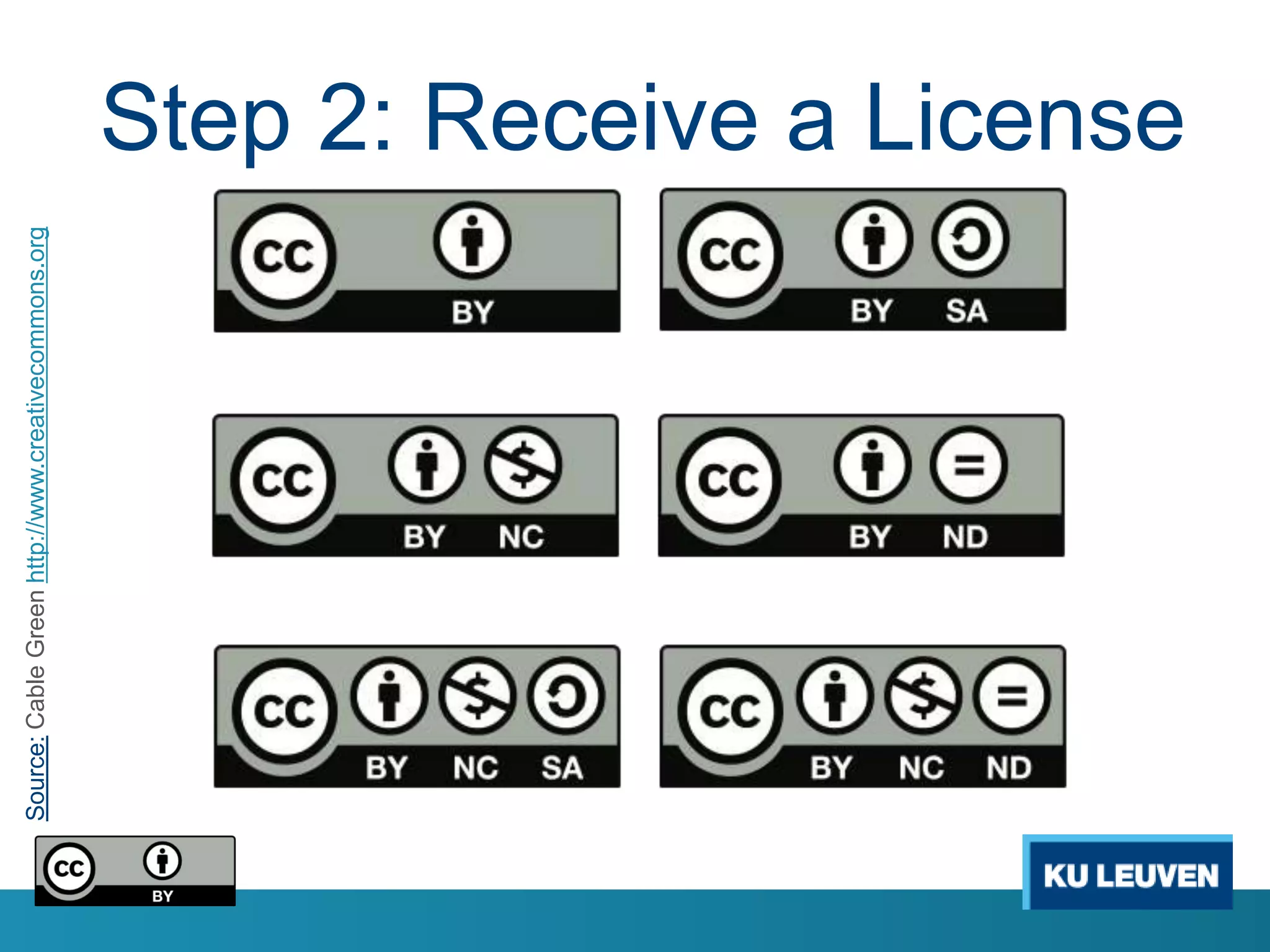 Source: Cable Green http://www.creativecommons.org



                                                     Step 2: Receive a License
 