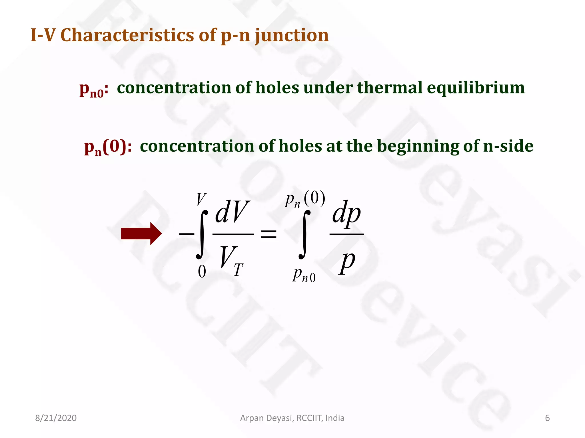 I-V characteristics of p-n junction diode | PDF