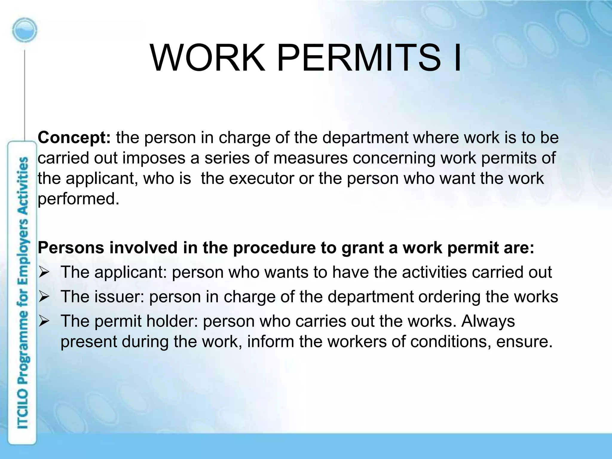 Work Permit Executor work permits to ensure OSH | PPTX
