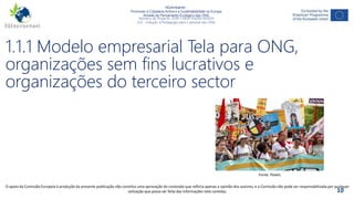 NGAmbiente -
Promover a Cidadania Activa e a Sustentabilidade na Europa
Através do Pensamento Ecológico das ONG
Número do Projecto: 2018-1-DE02-KA204-005014
IO2 - Indução à Pedagogia para o pessoal das ONG
Este projecto foi financiado com o apoio da Comissão Europeia. Esta publicação reflecte apenas a opinião do autor e a Comissão não pode ser responsabilizada por
qualquer utilização que possa ser feita das informações nela contidas.
10
1.1.1 Modelo empresarial Tela para ONG,
organizações sem fins lucrativos e
organizações do terceiro sector
Fonte: Pexels
O apoio da Comissão Europeia à produção da presente publicação não constitui uma aprovação do conteúdo que reflicta apenas a opinião dos autores, e a Comissão não pode ser responsabilizada por qualquer
utilização que possa ser feita das informações nela contidas.
 