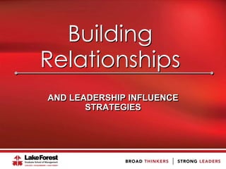 Building
Relationships
AND LEADERSHIP INFLUENCE
STRATEGIES
 