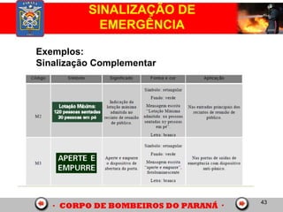 43
SINALIZAÇÃO DE
EMERGÊNCIA
Exemplos:
Sinalização Complementar
 