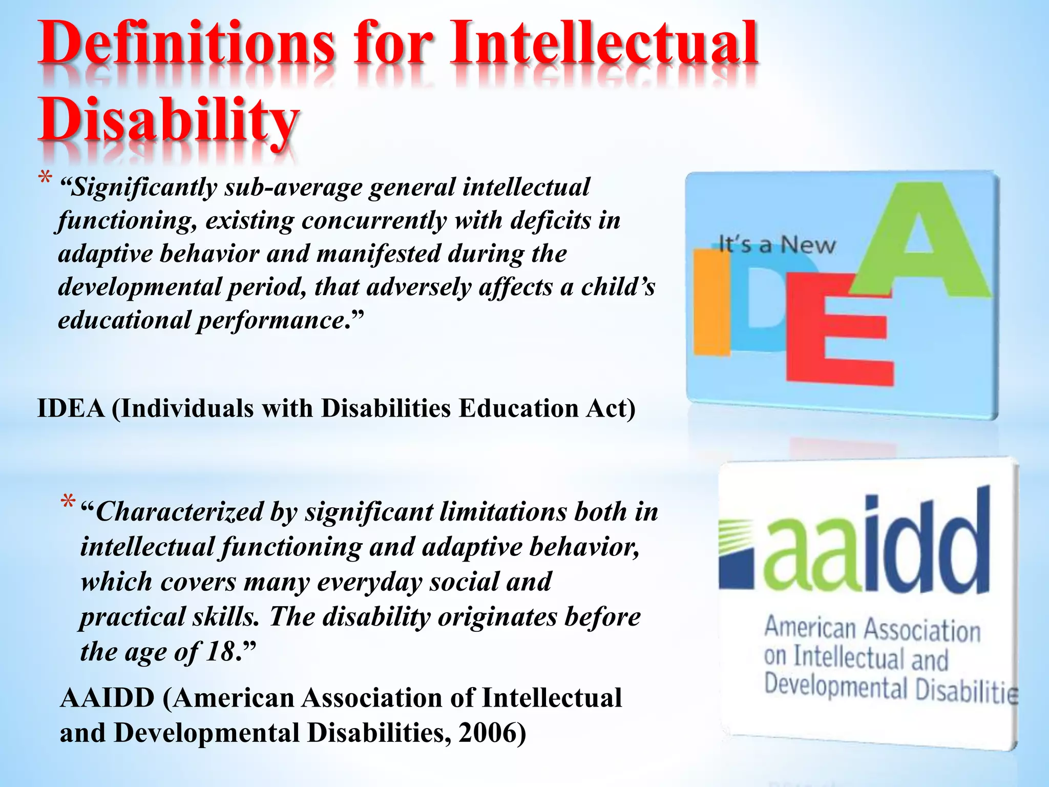 General guidelines for intellectual and developmental disabilities | PPT