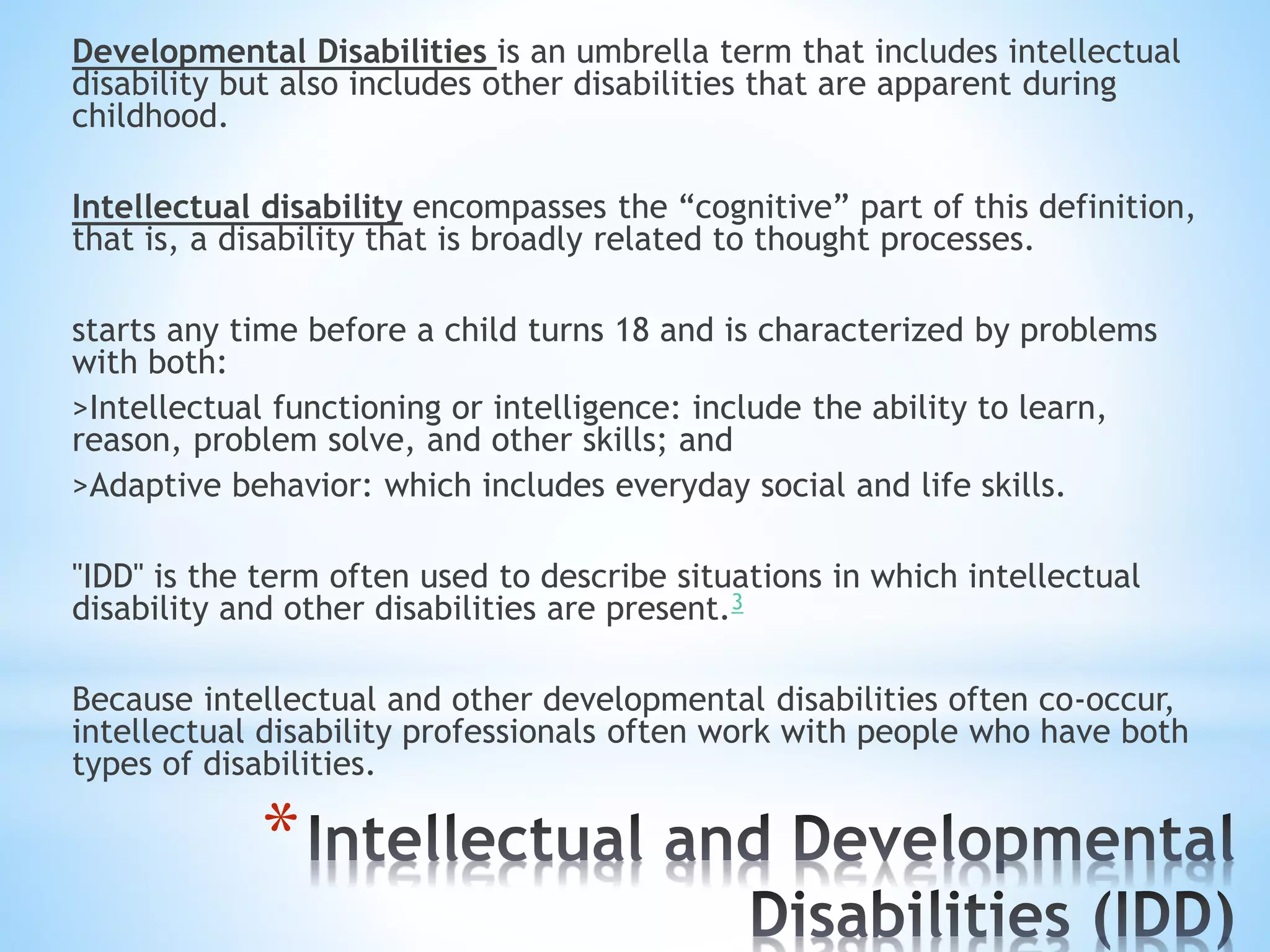 General guidelines for intellectual and developmental disabilities | PPT