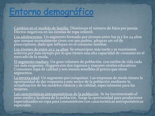 Cambios en el modelo de familia. Disminuye el número de hijos por pareja.










Efectos negativos en las tienda...