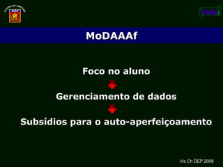 Foco no aluno Gerenciamento de dados Subsídios para o auto-aperfeiçoamento Vis Ch DEP 2008 MoDAAAf 