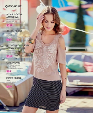 A00418 Cocoa
A00353 Uva
Blusa manga corta
CH,ME,GR
96%Rayón 4%Elastano
$229
PC0416873
Q00034 Negro
Falda
CH,ME,GR,XG
83%Poliéster 17%Spandex
$169
PC7812438
CC3137 Kakhi
Playera de tirantes
CH,ME,GR,XG
94%Poliéster 6%Elastano
$89
PC6606568
P00010 Negro
Short
CH,ME,GR,XG
100%Rayón
$199
PC4114682
A00387 Palo de Rosa
A00386 Amarillo
Blusa manga corta
CH,ME,GR,XG
100%Poliéster
$269
PC5919806
185
 