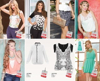 2726
$179PC7412583
AI1996
Blusa
96 Ivory
GR
$179PC5012537
BI2942
Blusón
42 Sorbett
ME, GR, XG
$179PC6412520
QV2810
Falda
10 Negro
CH, XG
$189PC7413290
AW3501
Blusa
01 Blanco
CH, ME
$179PC7912586
BG9810
Blusón
10 Negro
CH, ME, GR
$179PC9712551
AF3901
Blusa
01 Blanco
32, 34, 36
$179PC8312535
AI6996
Blusa
96 Ivory
ME, GR
$189PC4513269
VC5427
Vestido
27 Sky Blue
GR
 