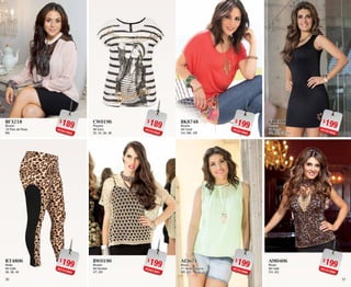 3130
$189PC5413252
BF3218
Blusón
18 Palo de Rosa
ME
$199PC7413902
RT4806
Malla
06 Café
36, 38, 40
$199PC3313953
BK8748
Blusón
48 Coral
CH, ME, GR
$199PC7513996
AI3671
Blusa
71 Verde Laguna
ME, XG
$189PC7013252
CW0196
Playera
96 Ivory
32, 34, 36, 38
$199PC5013951
BW0190
Blusón
90 Dorado
UT, GR
$199PC7913950
VL1310
Vestido
10 Negro
CH, ME, GR, XG
$199PC1413992
AM0406
Blusa
06 Café
CH, XG
 