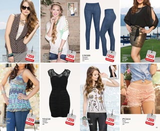 4342
$259PC6318115
HE0709
Chaleco
09 Marino
CH, ME, GR
$259PC6018182
AC4527
Blusa
27 Sky Blue
CH, GR
$259PC9418140
LT6509
Pantalón
09 Marino
CH
$259PC9518158
BK8601
Blusón
01 Blanco
CH, ME, GR, XG
$259PC6618112
AG4696
Blusa
96 Ivory
CH, ME, GR, XG
$259PC9418107
VE4210
Vestido
10 Negro
ME
$259PC2418108
VF0210
Vestido
10 Negro
38, 40
$269PC2118866
PV2414
Short
14 Salmón
GR
 