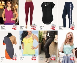 1312
$119PC5608304
BL3029
Blusón
29 Grosella
CH, ME, GR, XG
$119PC0008343
BK2473
Blusón
73 Naranja
CH, ME
$129PC4009012
AK7110
Blusa
10 Negro
CH, ME
$129PC7909026
LR3706
Pantalón
06 Café
CH, ME, XG
$119PC8608343
RT2607
Malla
07 Tinto
ME, GR
$119PC9208376
AL5161
Blusa
61 Amarillo Canario
GR, XG
$129PC1009051
RT5509
Malla
09 Marino
32, 34, 36, 38
$129PC4009009
CW0560
Playera
60 Verde Esmeralda
CH, GR, XG
 