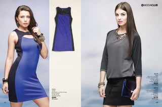 127 128
VI15
Vestido
Acolchado en costado, forrado
55 Azul Imperial
Ch, Me, Gr, Xg
Poliéster Spandex
$399
PC1127971
AG49
Blusa
Manga 3/4, con jareta
en bajo, mezcla de telas
46 Negro Jaspe
Ch, Me, Gr, Xg
Poliéster Spandex
$269
PC2118892
QT14
Falda
Entubada de acolchado
con cierres en costados
10 Negro
Ch, Me, Gr, Xg
Poliéster
$199
PC7813926
 