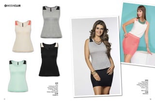 QT05

AI48

Blusa
Combinacion de telas
96 Ivory, 82 Plata Jaspe,
27 Sky Blue, 10 Negro,
Ch, Me, Gr, Xg
Poliéster, Rayón, Spandex

$139

PC2409715

71

Falda Entubada
01 Blanco, 08 Azul Rey,
10 Negro, 24 Verde Menta,
41 Coral, 15 Arena,
06 Café, 13 Uva
Ut, Gr
Nylon, Spandex

$199

PC2413915

72

 