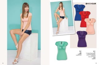 PV31

Short

$399

PC9027920
(Catálogo de Línea)

AK11

Blusa
Con plisado al frente y en mangas
14 Salmon, 24 Verde Menta,
58 Morado, 12 Rojo, 08 Azul Rey
Ch, Me, Gr, Xg
Poliéster, Rayón, Spandex

$139

PC0309756

35

36

 