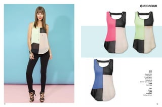 AI50

Blusón
Bloque de color
76 Rosa Neón,
71 Verde Laguna,
56 Azul Francia
Ch, Me, Gr, Xg
Poliéster, Rayón, Spandex

$169

PC3711890

LT61

Pantalón

$299

PC6420981
(Catálogo de Línea)

77

78

 