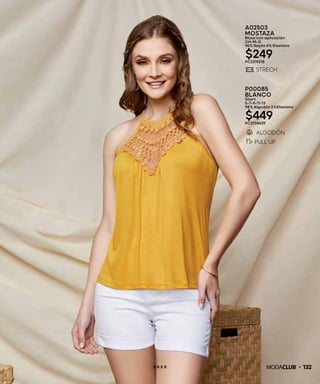 1322 0 2 0
A02503
MOSTAZA
Blusa con aplicación
CH-M-G
96% Rayón 4% Elastano
$249PC2219218
P00085
BLANCO
Short
5-7-9-11-13
98% Algodón 2%Elastano
$449PC3734639
↑↑
 