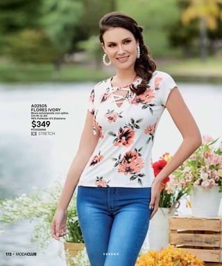 173 V E R A N O
A02505
FLORES IVORY
Blusa estampada con ojillos
CH-M-G-XG
94% Poliéster 6% Elastano
$349PC0026965
 
