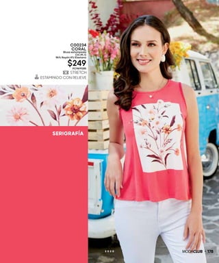 SERIGRAFÍA
1782 0 2 0
C00234
CORAL
Blusa estampada
CH-M-G
96% Rayón 4% Elastano
$249PC9619285
 