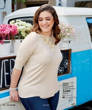 19 V E R A N O
A02599
ARENA
Blusa con aplicación
36-38-40-42
96% Rayón 4% Elastano
$349PC8126902
 