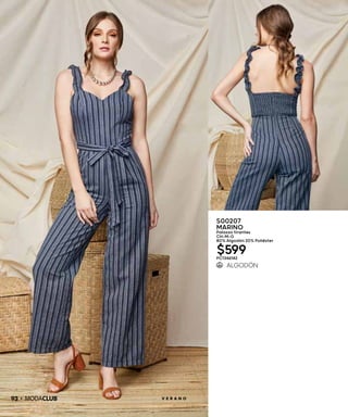 93 V E R A N O
S00207
MARINO
Palazzo tirantes
CH-M-G
80% Algodón 20% Poliéster
$599PC1346142
 