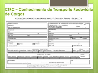 CTRC – Conhecimento de Transporte Rodoviário 
de Cargas 
 