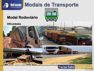 25
Modais de Transporte
Modal Rodoviário
Dificuldades
 