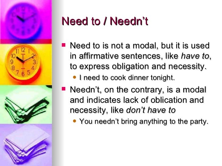 Resultado de imagen para need to for necessity