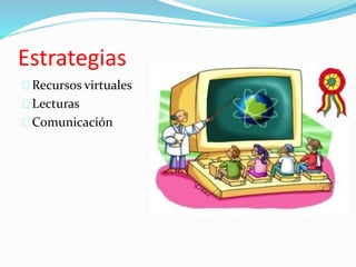 Estrategias 
Recursos virtuales 
Lecturas 
Comunicación 
 