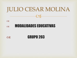 

 MODALIDADES EDUCATIVAS
 GRUPO 203
JULIO CESAR MOLINA
 