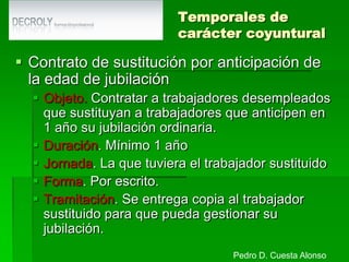 Anticipación de la edad de jubilaciónCONTRATOS ESTRUCTURALESPor obra o servicio