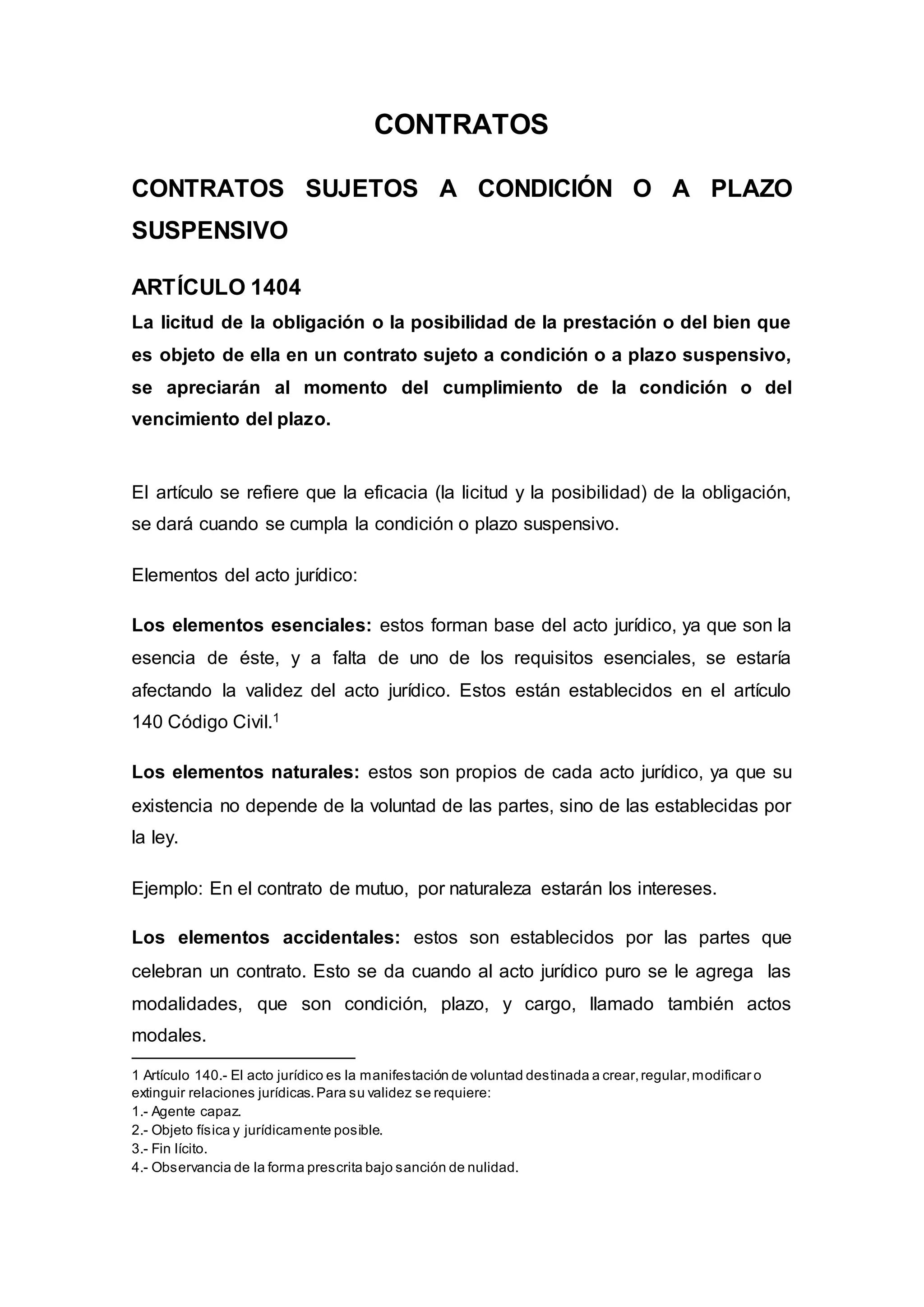 Modalidades del acto juridico en el contrato | PDF