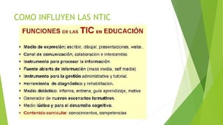 COMO INFLUYEN LAS NTIC
 