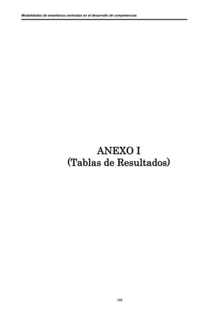 Modalidades de enseñanza centradas en el desarrollo de competencias




                                AN EX O I
                          (Tablas de Resultados)




                                                       188
 