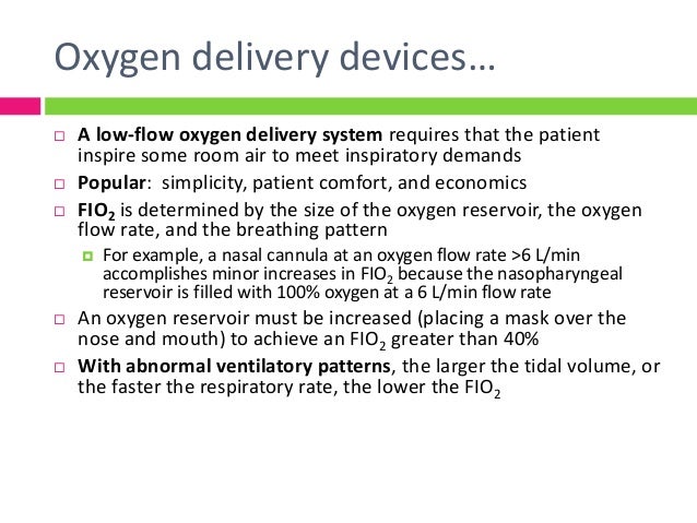 Oxygen Delivery Devices Chart
