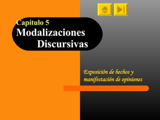 Capítulo 5 Modalizaciones    Discursivas Exposición de hechos y manifestación de opiniones 