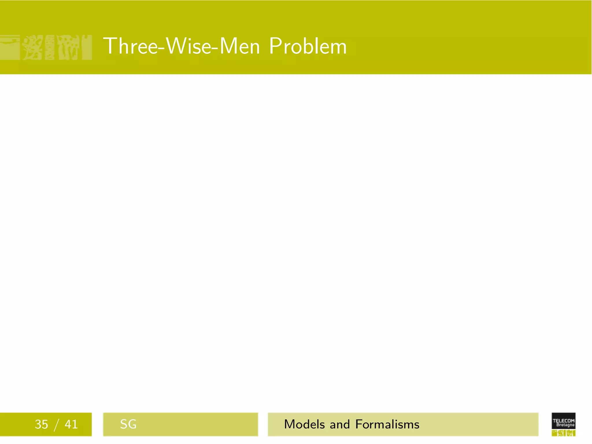Three-Wise-Men Problem
35 / 41 SG Models and Formalisms
 