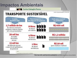 Impactos Ambientais
Fonte: http://www.oeco.org.br/carlos-gabaglia-penna/23994-transporte-e-meio-ambientehttp://www.br381.org/2010_08_01_archive.html
 