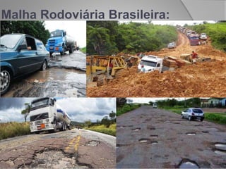 http://www.transportabrasil.com.br/2014/10/somente-12-da-malha-rodoviaria-brasileira-e-pavimentada/
Malha Rodoviária Brasileira:
 