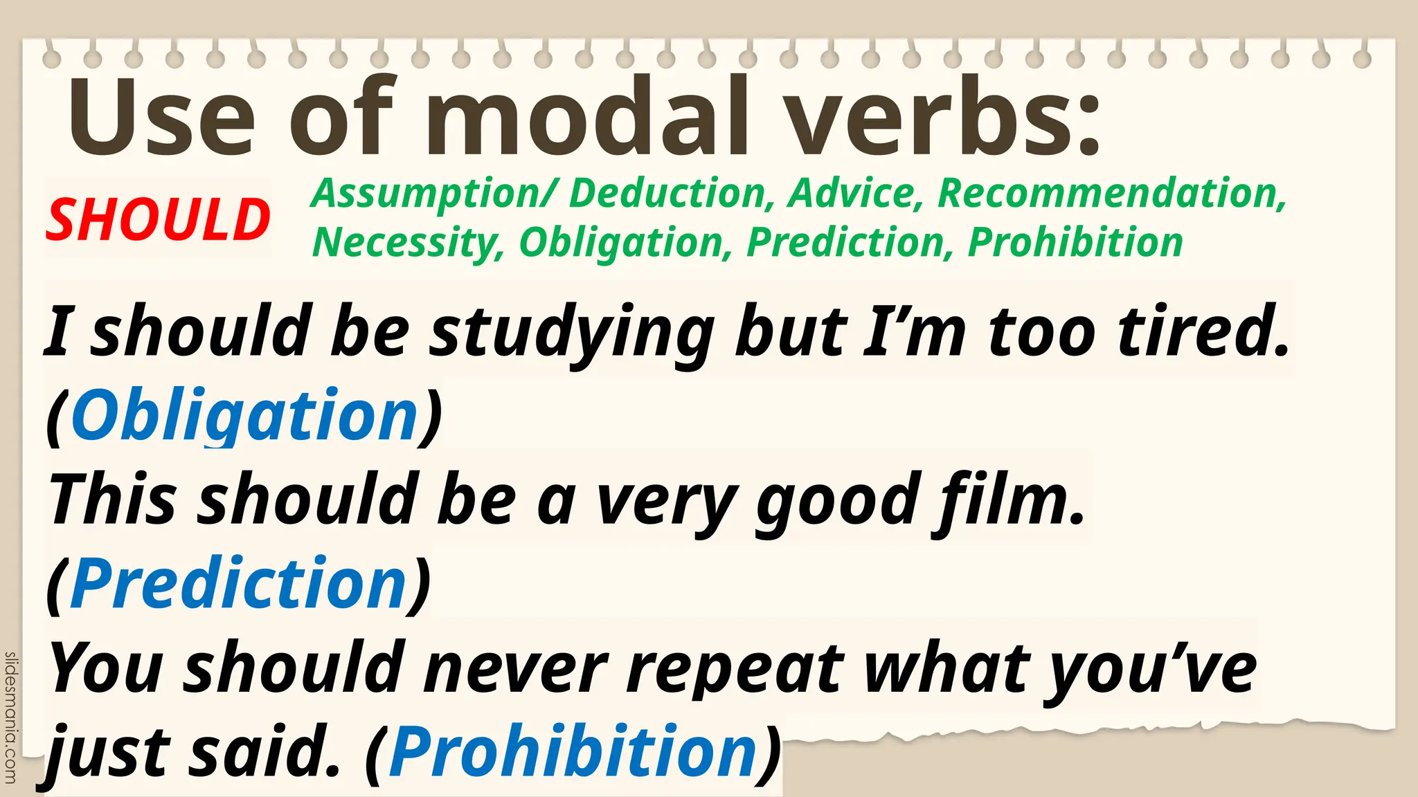 Modals and their functions for Grade 9 Lessons | PPTX