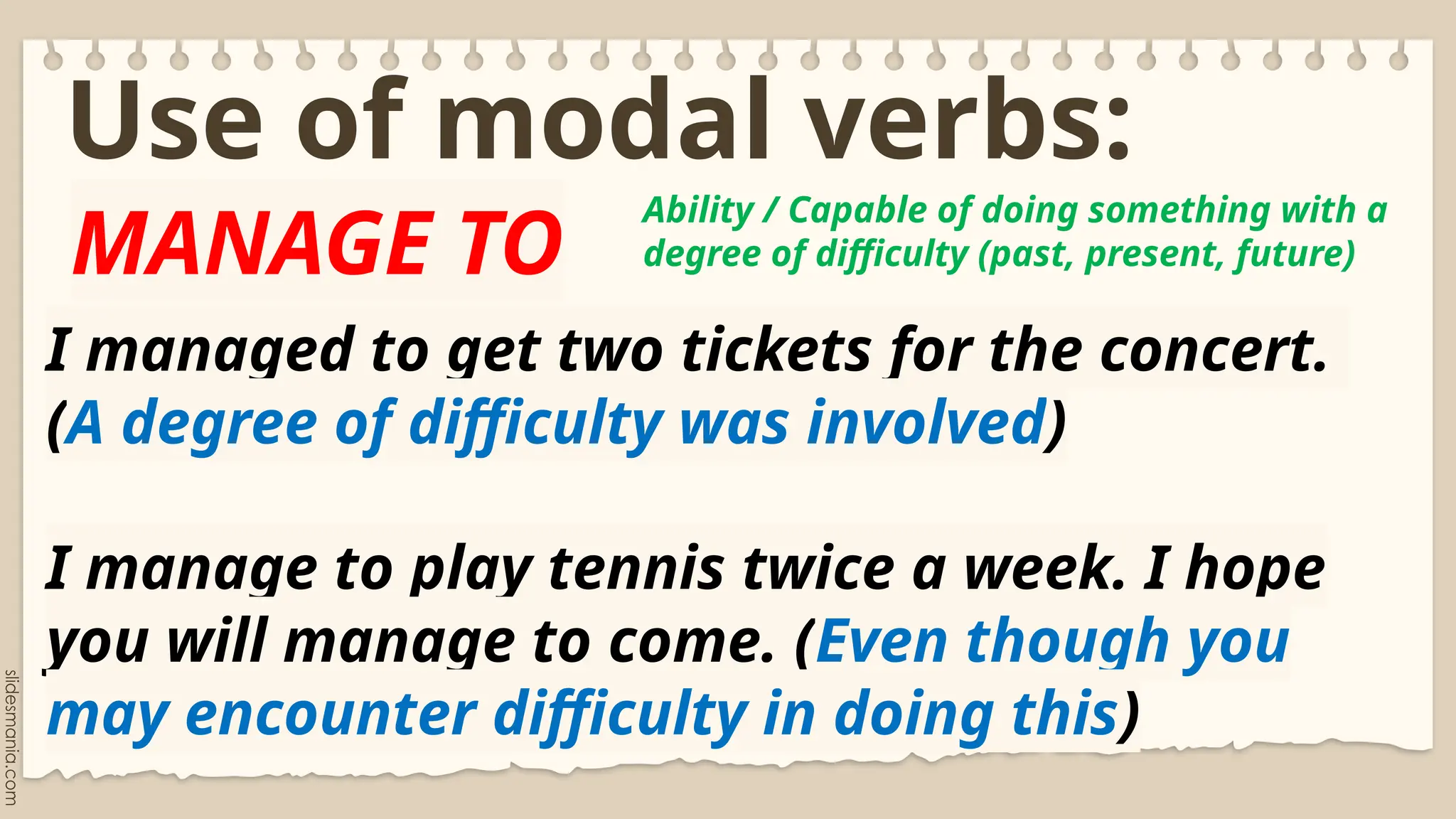 Modals and their functions for Grade 9 Lessons | PPTX
