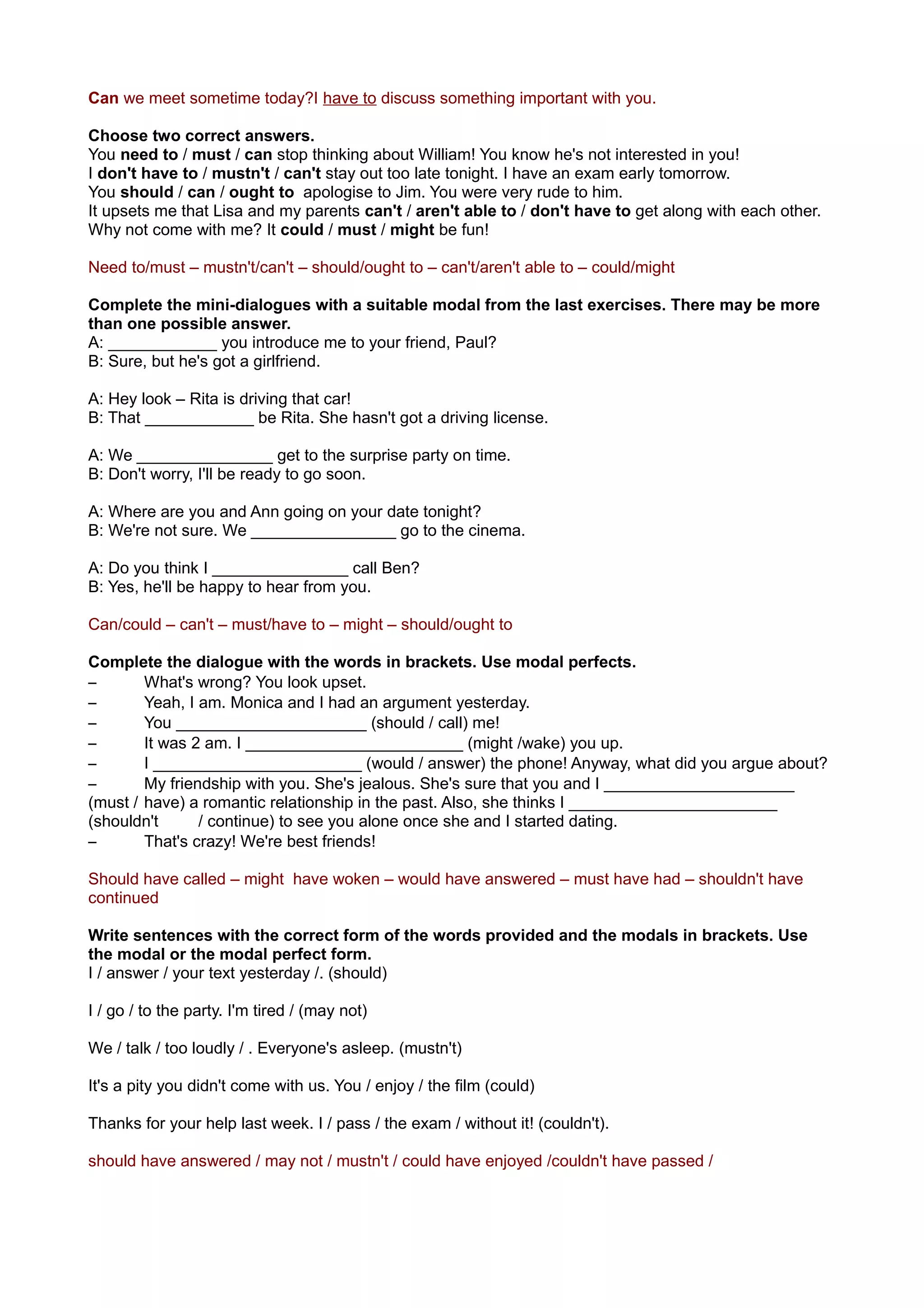 Modals and mixed with conditional | PDF