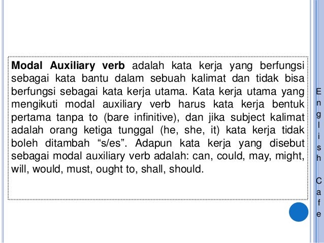 Belajar Modals auxiliary