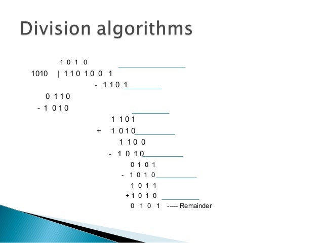 Data representation and Arithmetic Algorithms