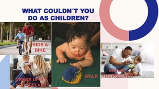 WHAT COULDN´T YOU
DO AS CHILDREN?
RIDE A
BIKE
DRESS UP BY
YOURSELVES
WALK
EAT BY
YOURSELVES
 