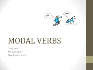 MODAL VERBS
Can/can’t
Must/mustn’t
Should/shouldn’t.

 