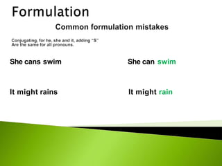 She cans swim She can swim
It might rains It might rain
 