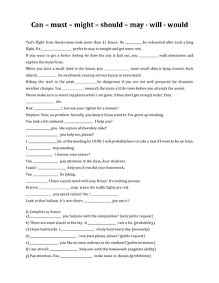 Modal Verbs Exercises