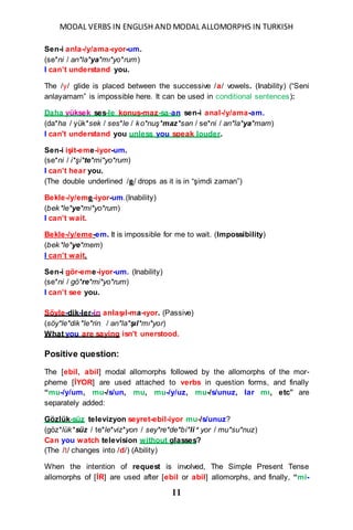 Involved Verb Modal verbs in english and modal allomorphs in turkish, yuksel goknel ...